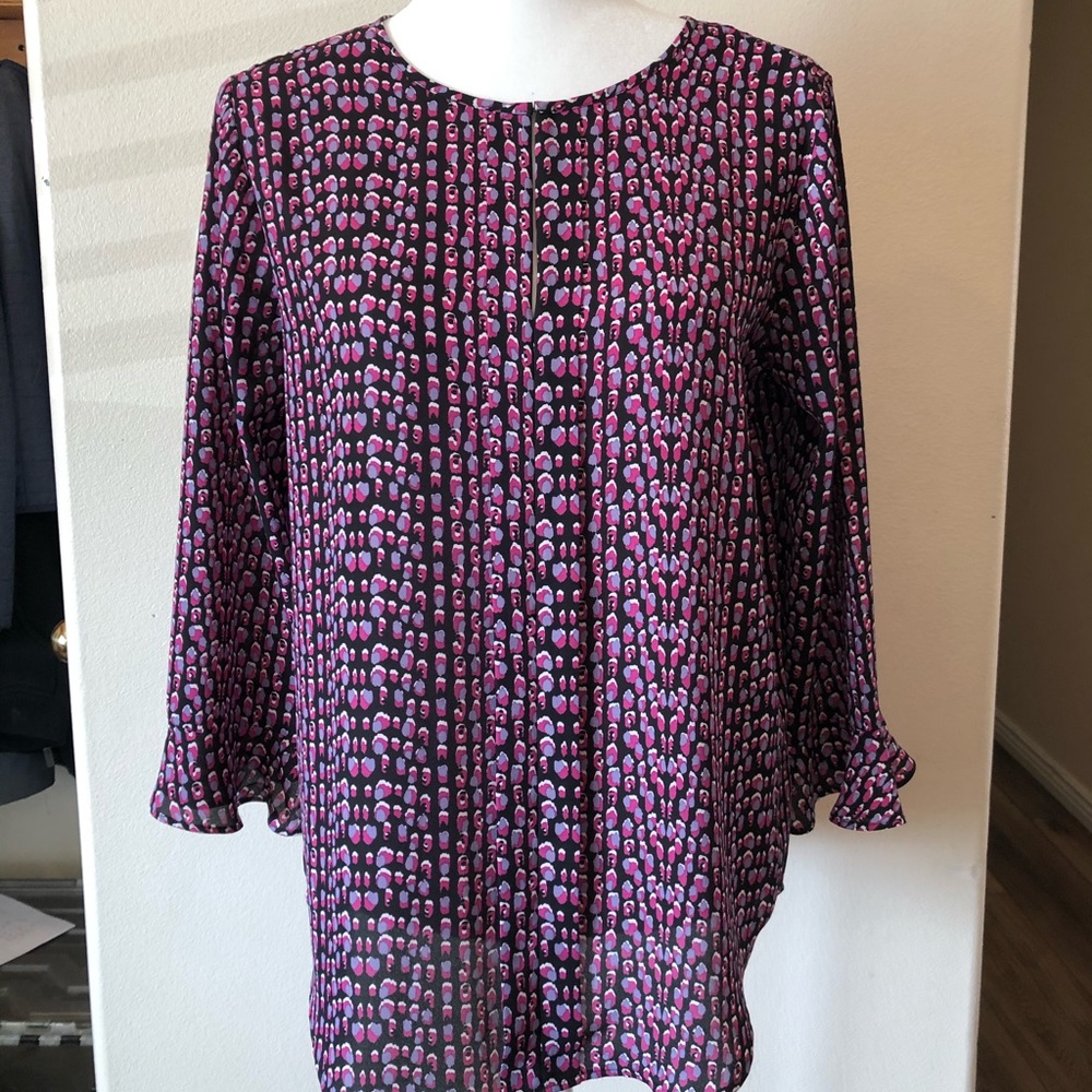 Patterned Flutter Sleeve Blouse - image 1